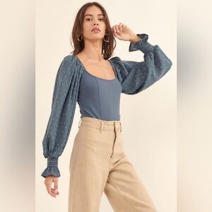 Vici Swiss Dot Ribbed Bodysuit Size Medium